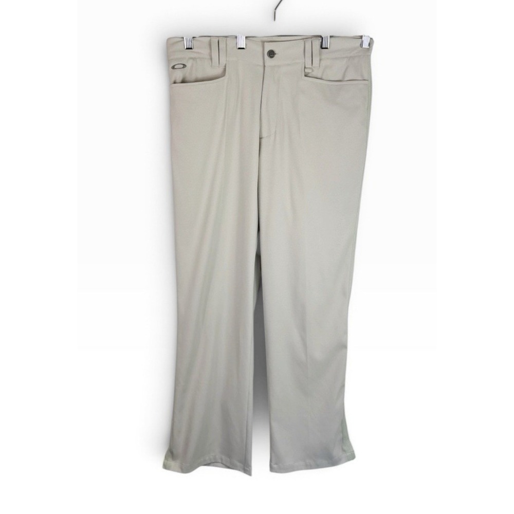 Oakley Golf Pants Men's 34 W Straight Leg Stone Creme Tuxedo Stripe